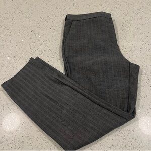 ZARA BASIC Black and Gray Herringbone Striped Cropped Trousers Pants Size Large